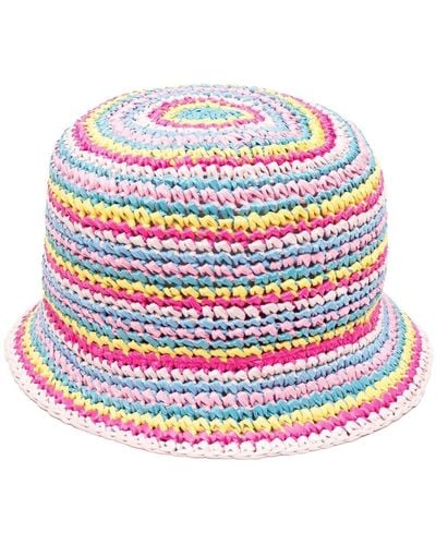 Missoni Sombrero de pescador de punto a rayas - Blanco