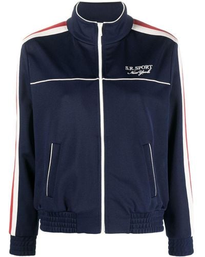 Sporty & Rich Stripe-detail Zip-up Track Jacket - Blue