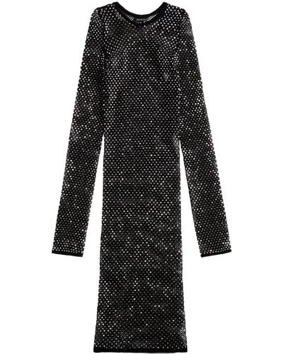 Balenciaga Crystal-mesh Long-sleeve Minidress - Black