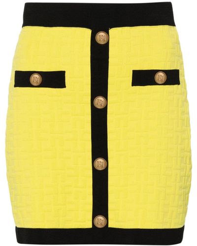 Elisabetta Franchi Logo-embossed Knitted Miniskirt - Yellow