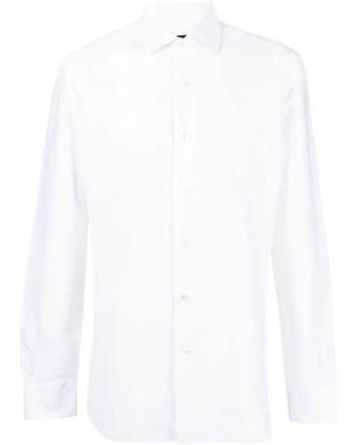 Barba Napoli Long-sleeve Linen-cotton Shirt - White