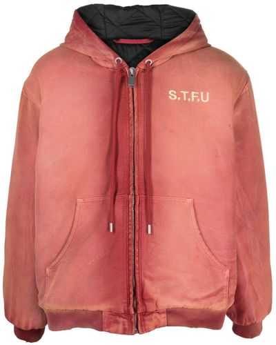 Heron Preston Stfu Distressed Cotton Jacket - Pink
