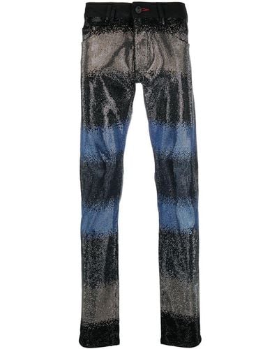 Philipp Plein Gradient Crystal-embellished Jeans - Blue
