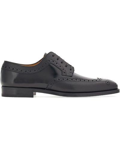 Ferragamo Tonal-stitching Leather Derby Shoes - Gray