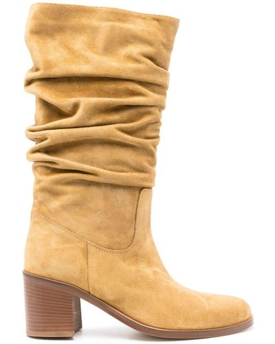 Via Roma 15 65mm Suede Ruched Boots - Metallic