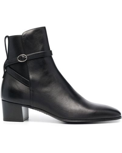 Saint Laurent Offred Leather Ankle Boots - Black