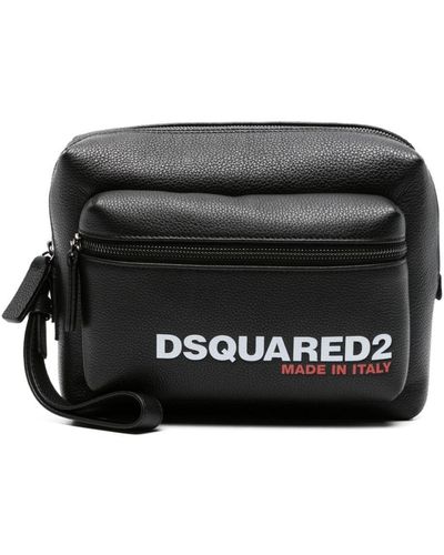 DSquared² Logo-print Leather Clutch Bag - Black
