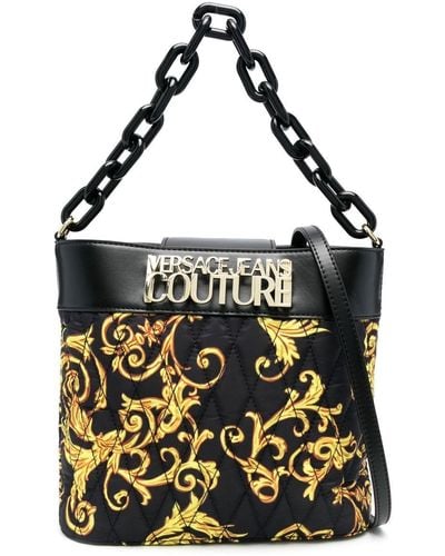 Versace Jeans Couture Baroque Print Padded Cross-body Bag - Black