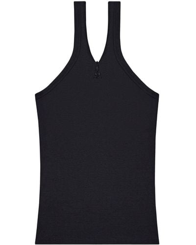 Courreges Logo-embroidered Ribbed Tank Top - Blue