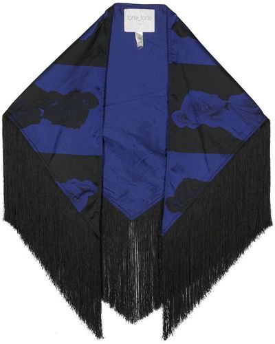 Forte Forte Statue-print Fringed Scarf - Blue