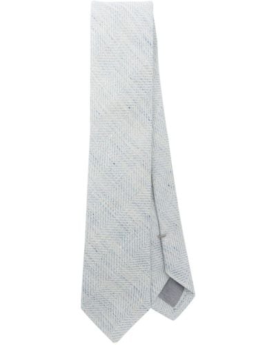 Eleventy Plaid Check-pattern Tie - White