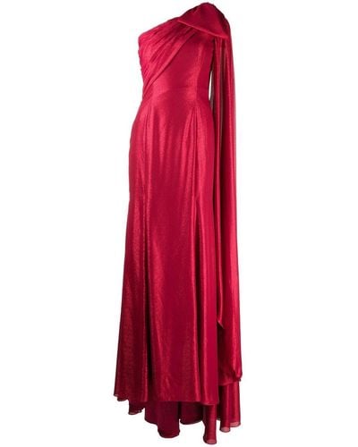Jenny Packham Imogen One-shoulder Draped Gown - Red
