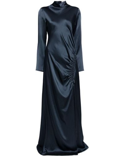 LAPOINTE Ruched satin dress - Azul