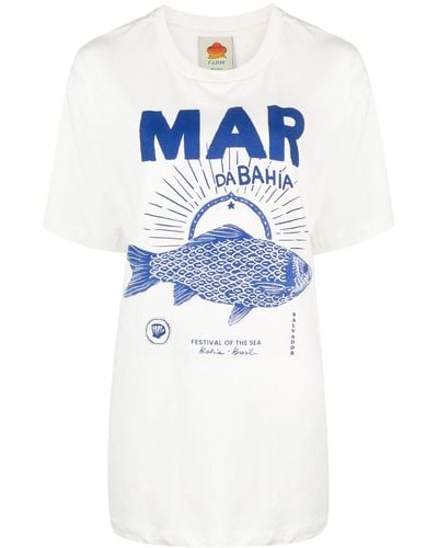 FARM Rio Mar Do Bahia Katoenen T-shirt - Blauw