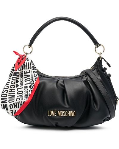 Love Moschino Sac cabas à plaque logo - Noir