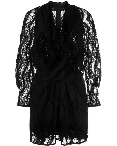 IRO Robe ornée de dentelle Emsy à coupe courte - Noir
