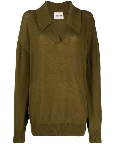 Khaite Elsia Collared Cashmere Sweater - Green