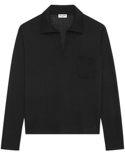 Saint Laurent ニット ポロシャツ - ブラック