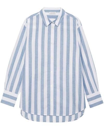 Anine Bing Plaza Striped Cotton Shirt - Blue