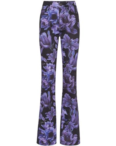 Philipp Plein Floral-print High-rise Bootcut Jeans - Blue