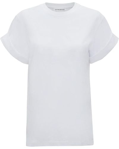 Victoria Beckham T-shirt en coton biologique à col rond - Blanc