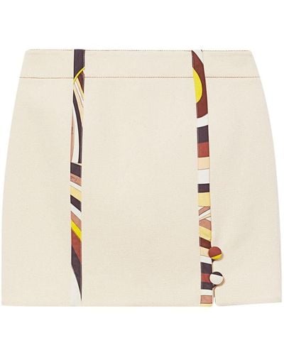Emilio Pucci Abstract-print Front-slit Skirt - Natural
