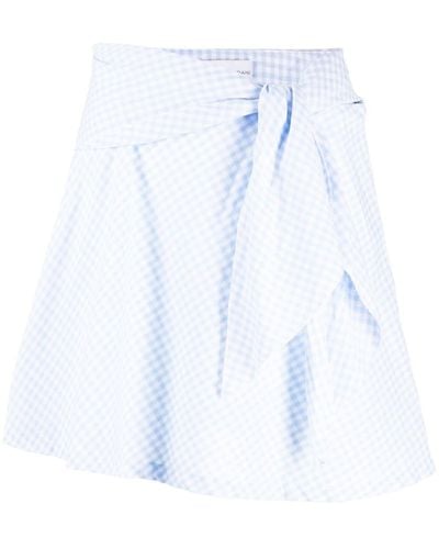 STEFANIA VAIDANI Vichy Gingham-print Mini Skirt - White