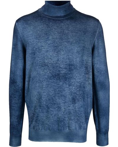 Roberto Collina Pull en laine mérinos à design drapé - Bleu