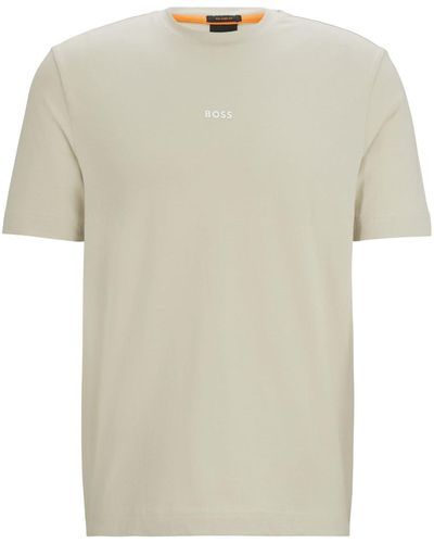 BOSS Raised-logo Cotton T-shirt - Natural