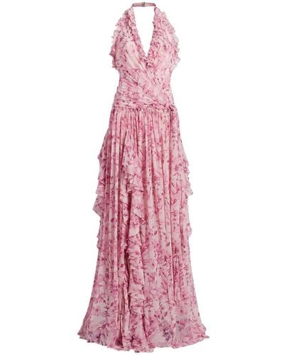 Cinq À Sept Agatha Floral Chiffon Gown - Pink