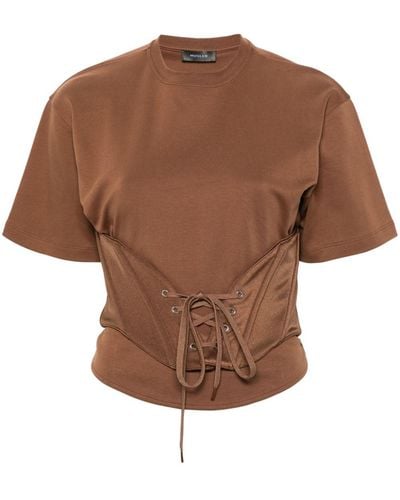 Mugler T-shirt à détail de corset - Marron