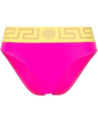 Versace And Yellow Greca Border Bikini Bottoms - Pink