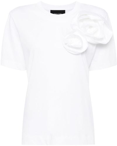 Simone Rocha T-Shirt mit Rosenapplikation - Weiß