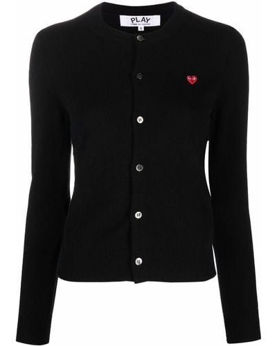 COMME DES GARÇONS PLAY Cárdigan de punto fino con parche del logo - Negro