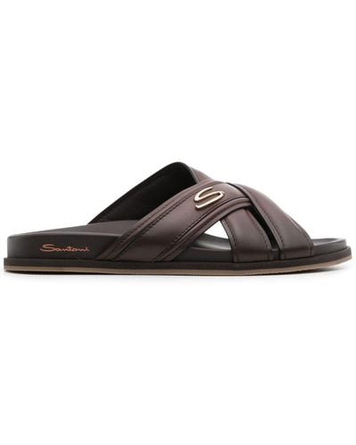 Santoni Crossover-straps Leather Sandals - Brown