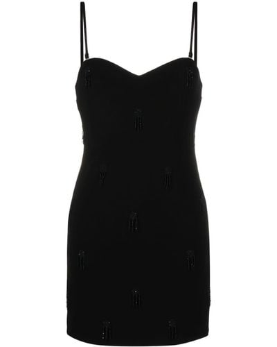 P.A.R.O.S.H. Bead-embellished Sleeveless Minidress - Black