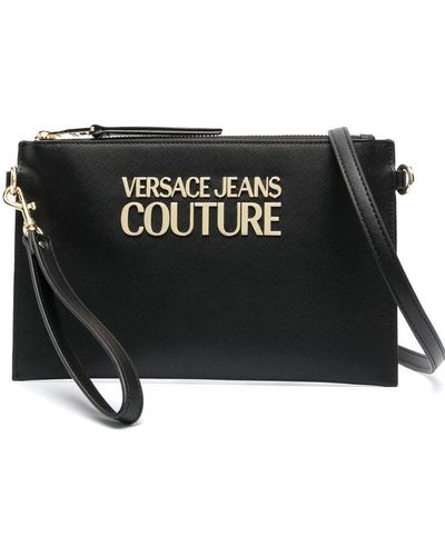 Versace Jeans Couture Clutch in pelle sintetica saffiano - Nero