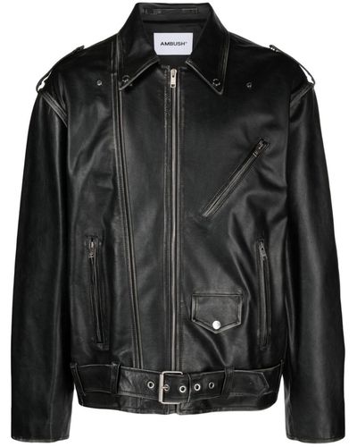 Ambush Spray Paint-print Leather Jacket - Black