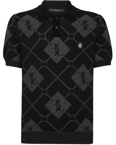 Billionaire Intarsia-knit Polo Shirt - Black