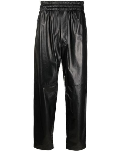 Isabel Marant Pantalon en cuir à taille haute - Noir