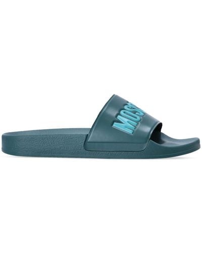 Moschino Logo-embossed Moulded-footbed Slides - Blue