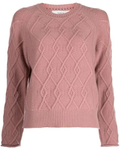 Pringle of Scotland Cable-knit Wool-blend Jumper - Pink