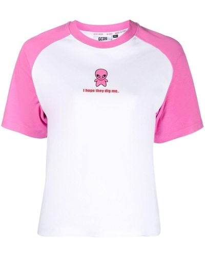 Gcds T-shirt con maniche raglan - Rosa
