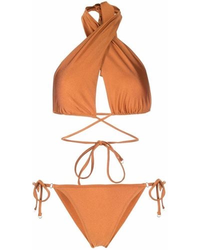 Noire Swimwear High-shine Triangle-cup Bikini Set - Orange