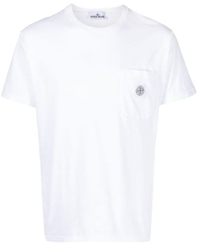 Stone Island Compass-appliqué Cotton T-shirt - White