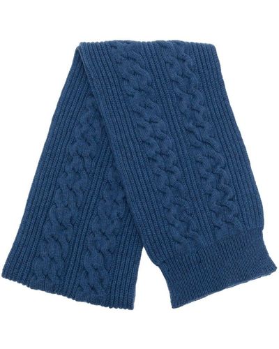 Pringle of Scotland Ribbed Cable-knit Scarf - Blue