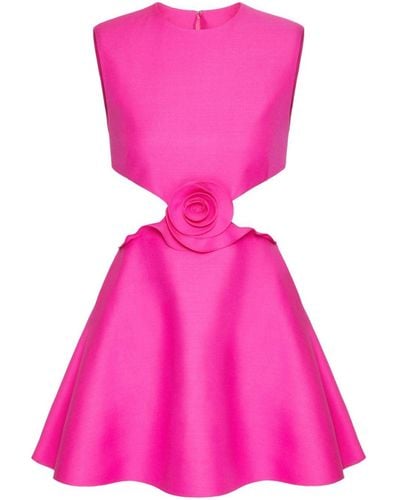 Valentino Garavani Rose-appliqué Cut-out Minidress - Pink