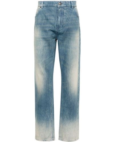 Balmain Halbhohe Straight-Leg-Jeans - Blau