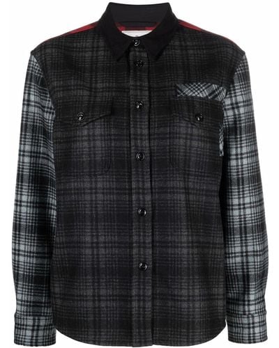 Woolrich Plaid-print Colour-block Shirt - Grey