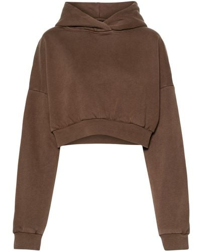 Entire studios Organic-cotton Cropped Hoodie - Brown
